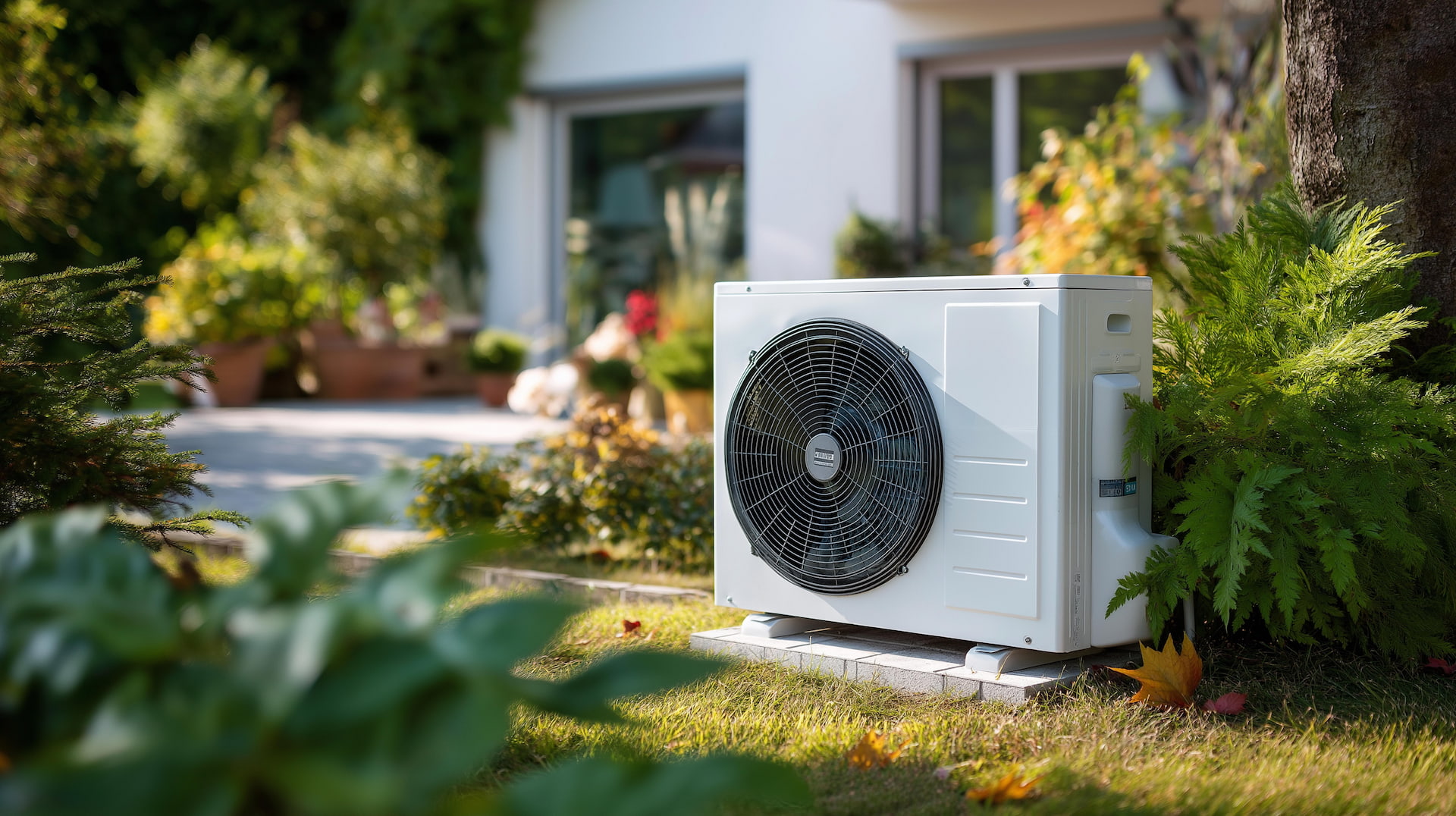Air source heat pump installed outside a UK home