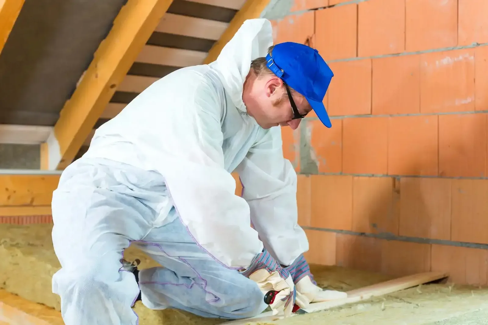 Loft insulation installation in a UK home