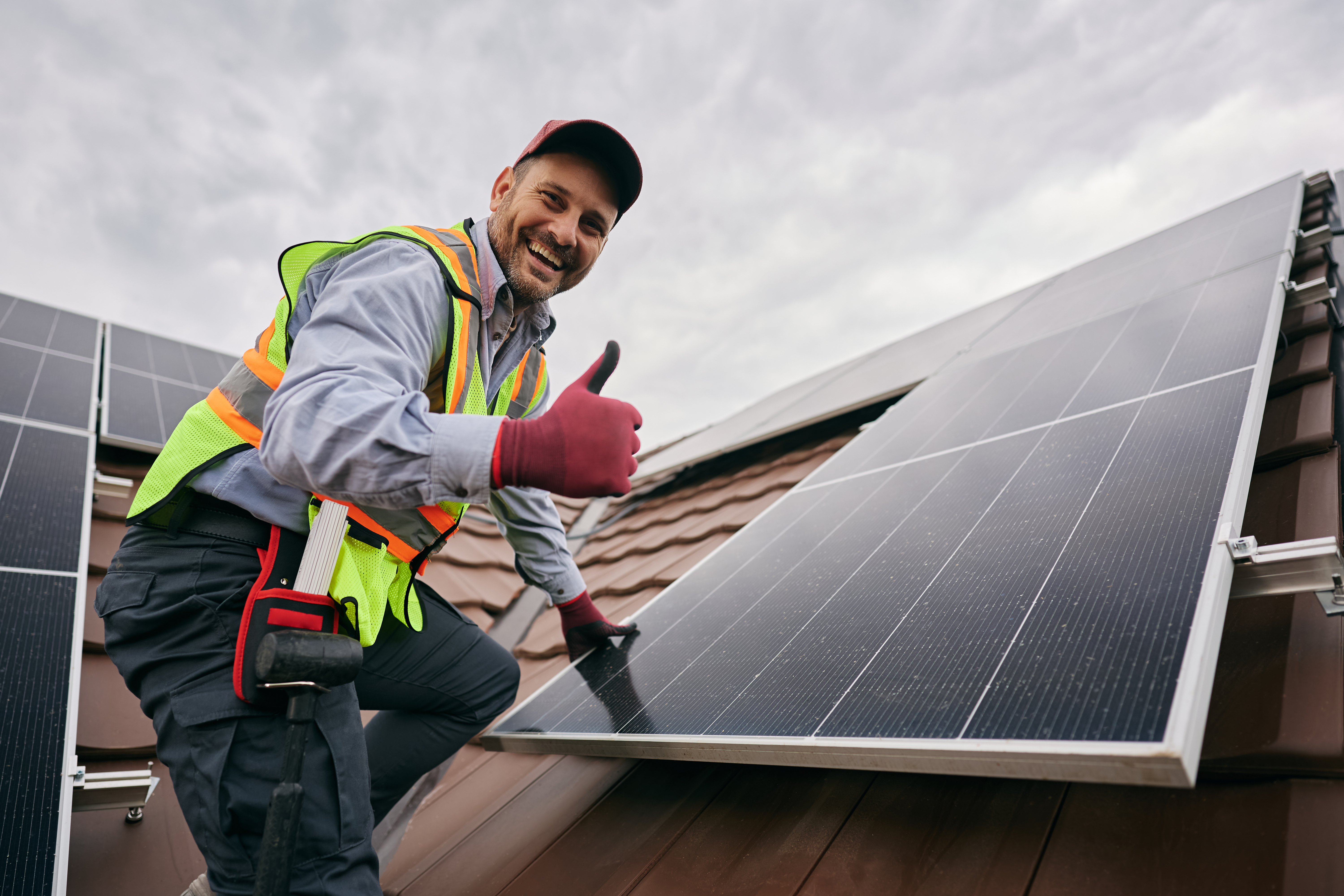 Solar PV panels installed on a UK residential roof